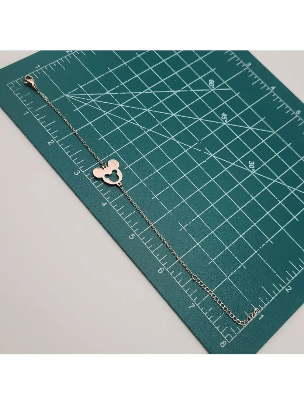 18K Rose Gold Plated Mickey Mouse Cutout Charm Chain Bracelet Playful & Minimal